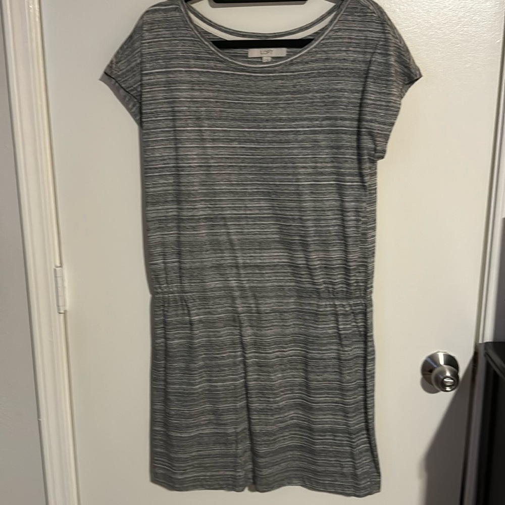 Loft striped black white gray dress. 100% cotton
